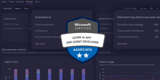Microsoft Foundry con badge de certificación AI-103 Azure AI Apps and Agents Developer Associate