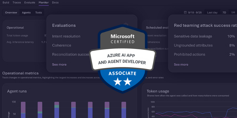 Microsoft Foundry con badge de certificación AI-103 Azure AI Apps and Agents Developer Associate